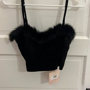 NWT kittenish black velvet crop top size small